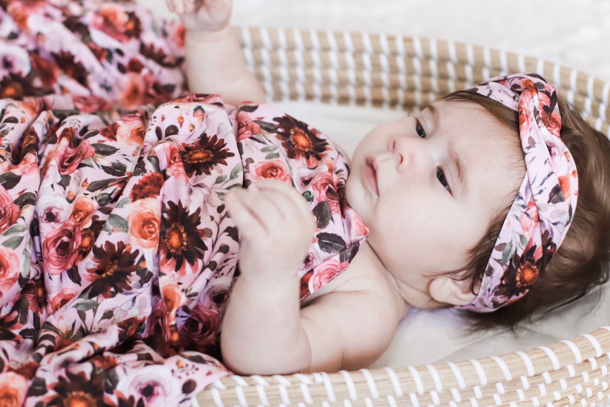 Snuggly Jacks Canada Blithe Print Swaddle Set: Organic Jersey Wrap and Matching Beanie, Perfect for Newborns